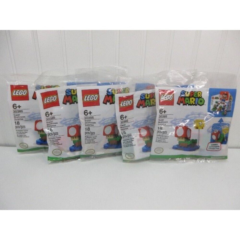 Lot of 5 LEGO Super Mario Super Mushroom Surprise Expansion Set 30385 18pc Age6+
